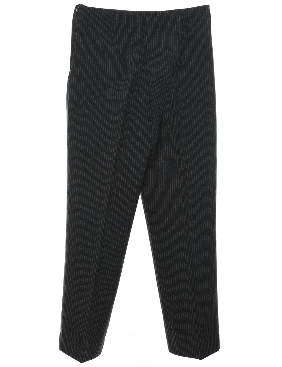 Pinstriped Black Classic Trousers - W28 L29