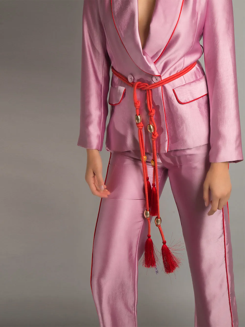 PJ Satin Blazer   Pants Matching Set in Pink