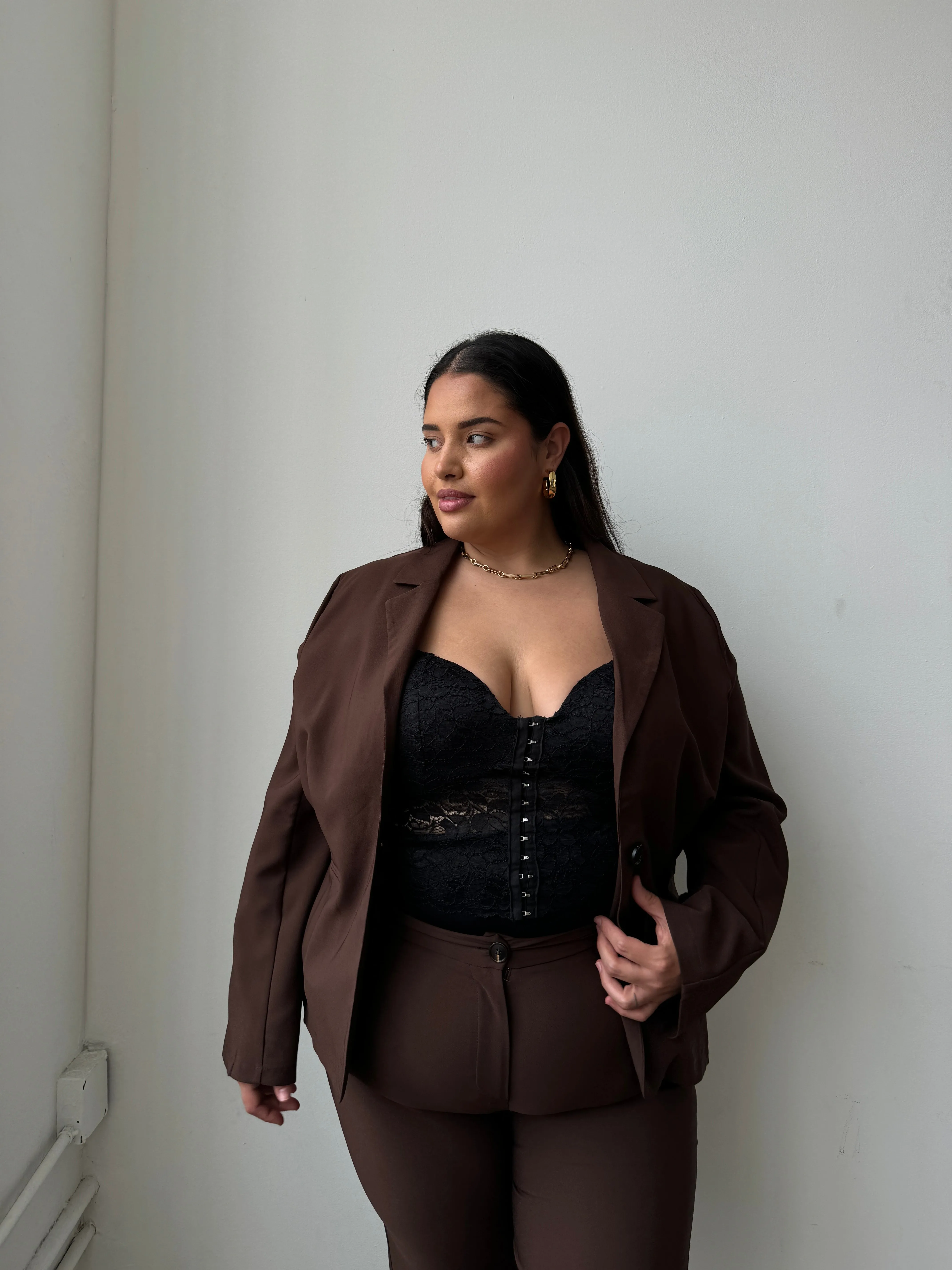 Plus Size One Button Blazer