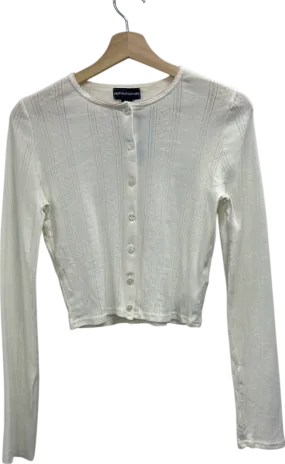 PrettyLittleThing White Pointeelle Cardigan UK 8