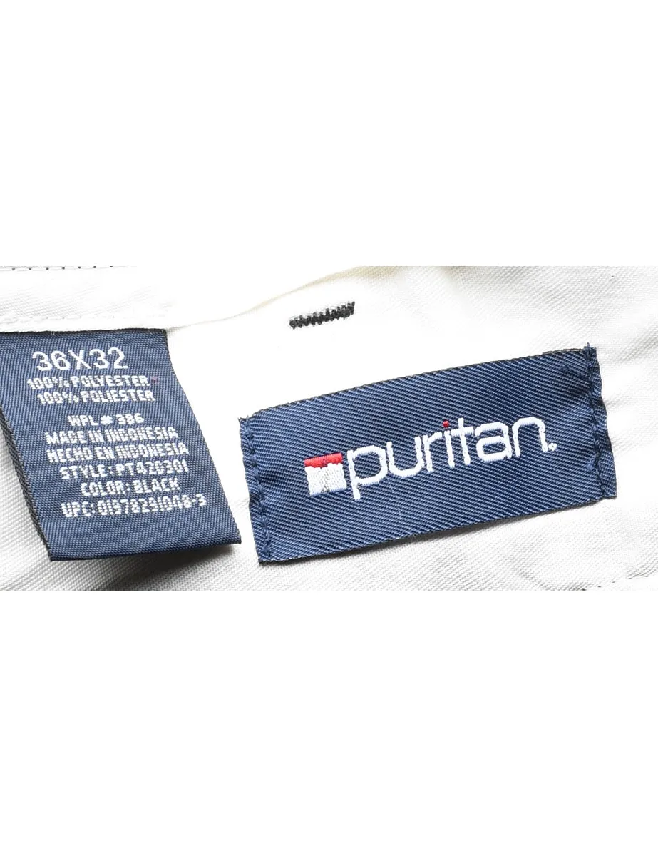 Puritan Black Straight-Fit Trousers - W36 L32