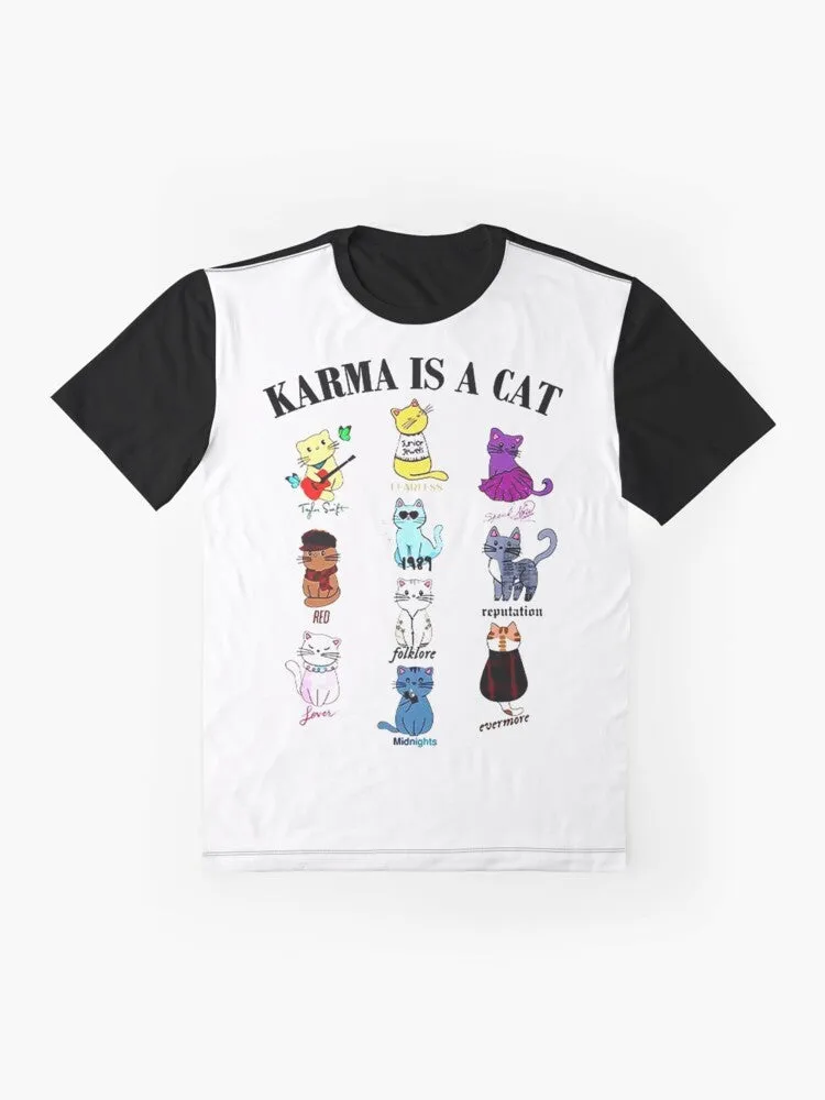 "Karma Is a Cat Graphic T-Shirt for Cat Lovers"