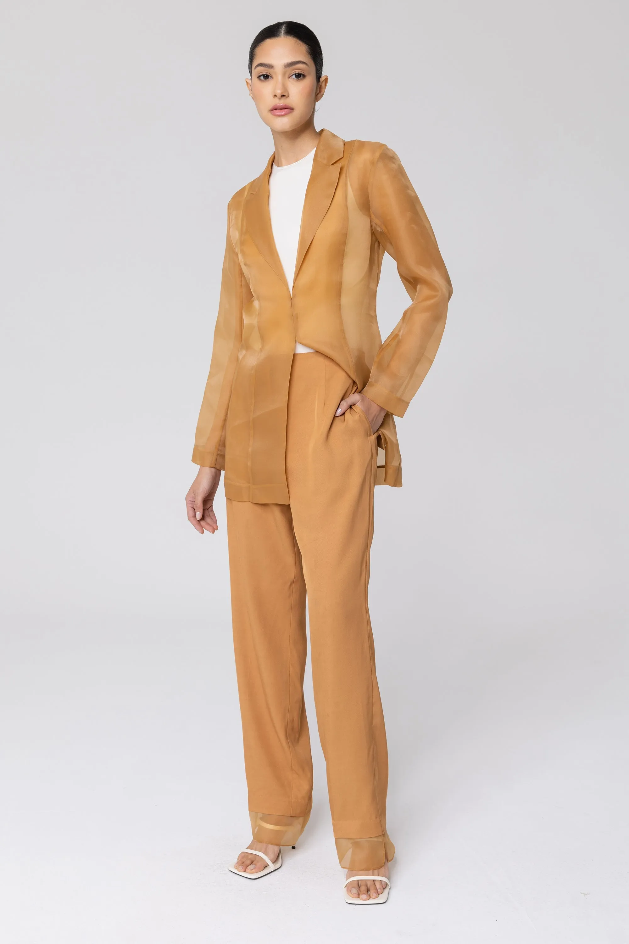 Rayan Organza Two Piece Blazer - Brown Sugar