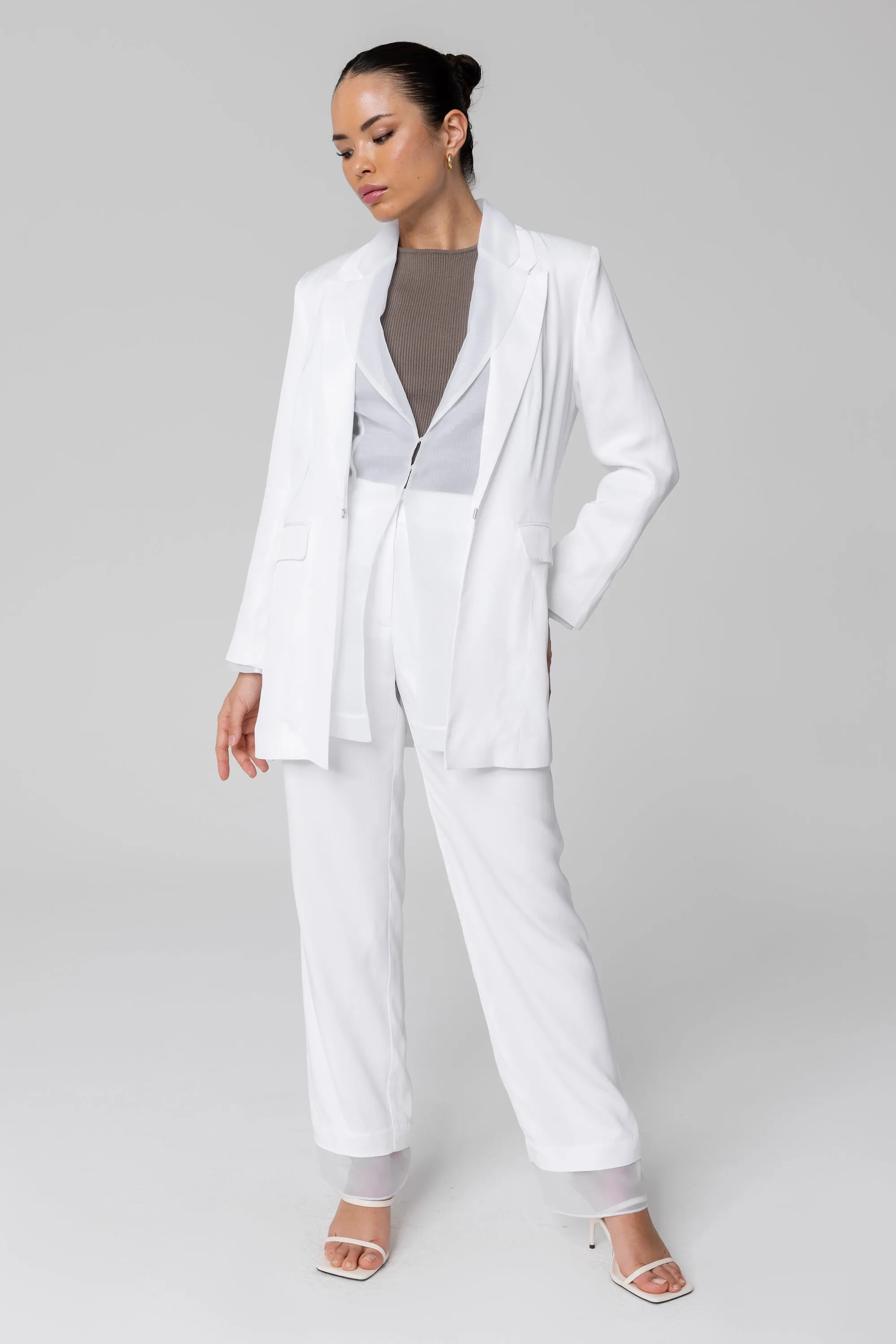 Rayan Organza Two Piece Blazer - White