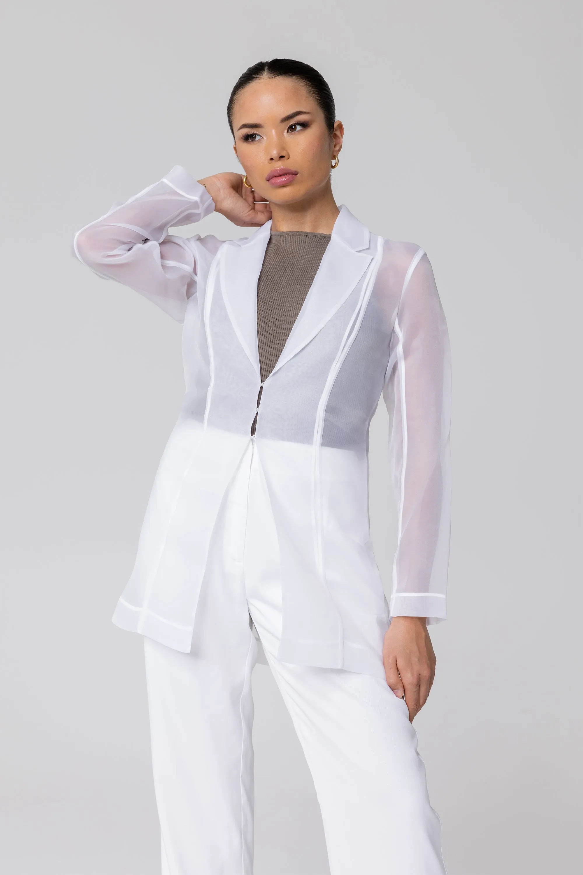 Rayan Organza Two Piece Blazer - White