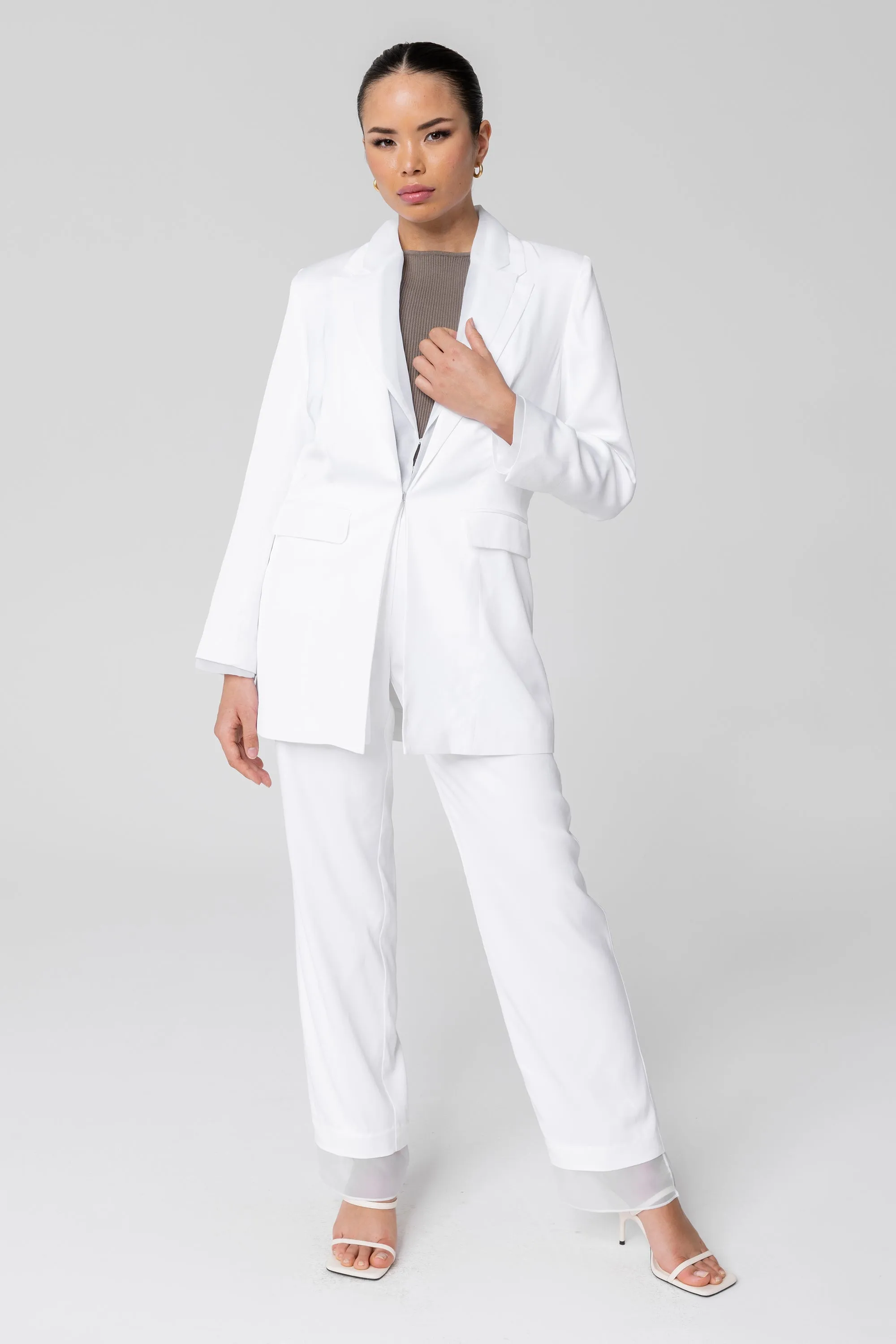 Rayan Organza Two Piece Blazer - White