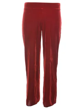 Red Elasticated Waist Velvet Trousers - W28 L27