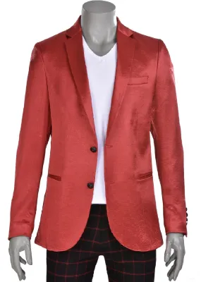 Red Satin Metallic Blazer