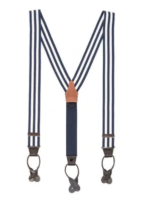 Regal Navy - White & Navy Striped Suspenders