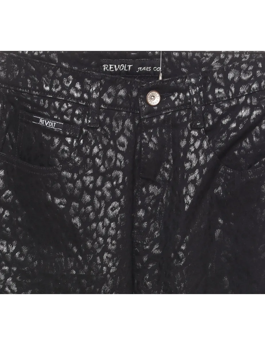 Revolt Black Patterned Trousers - W25 L31