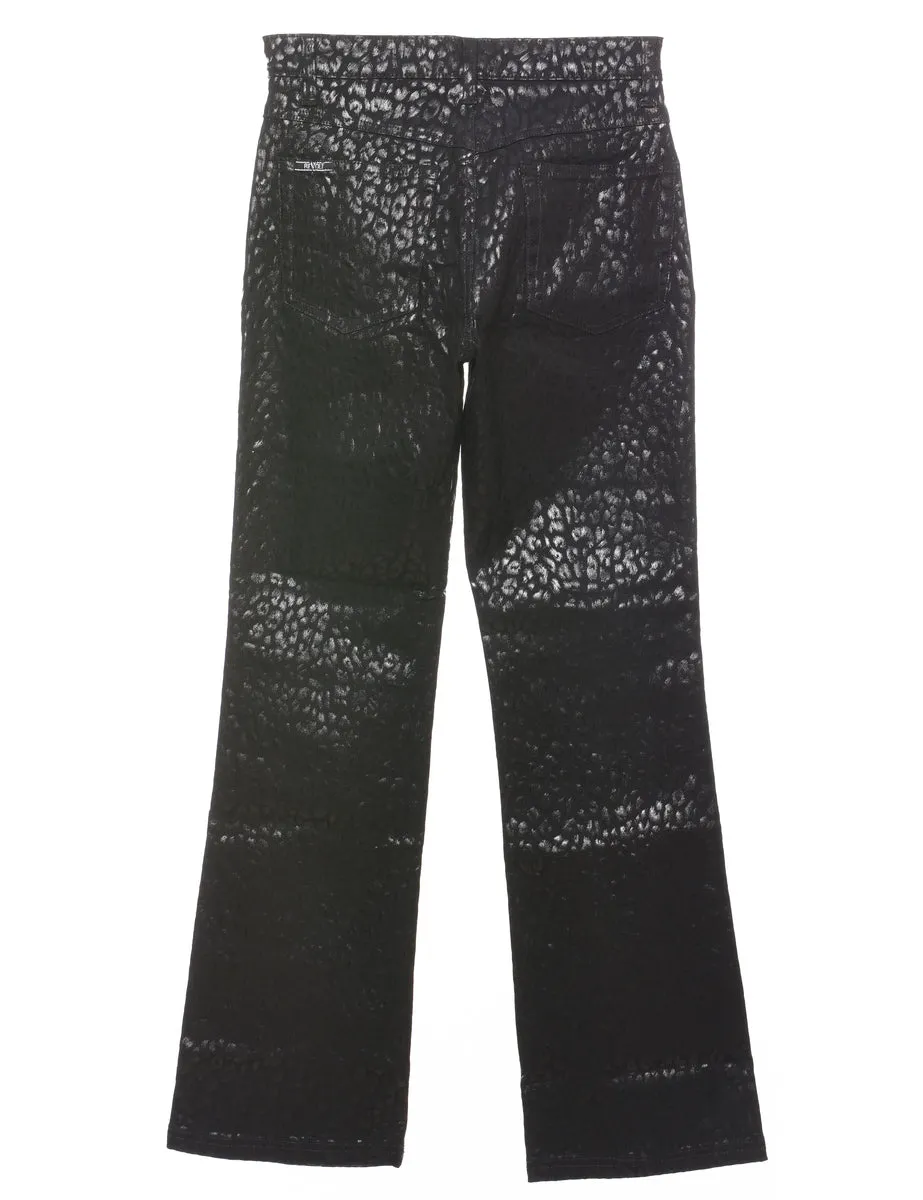 Revolt Black Patterned Trousers - W25 L31