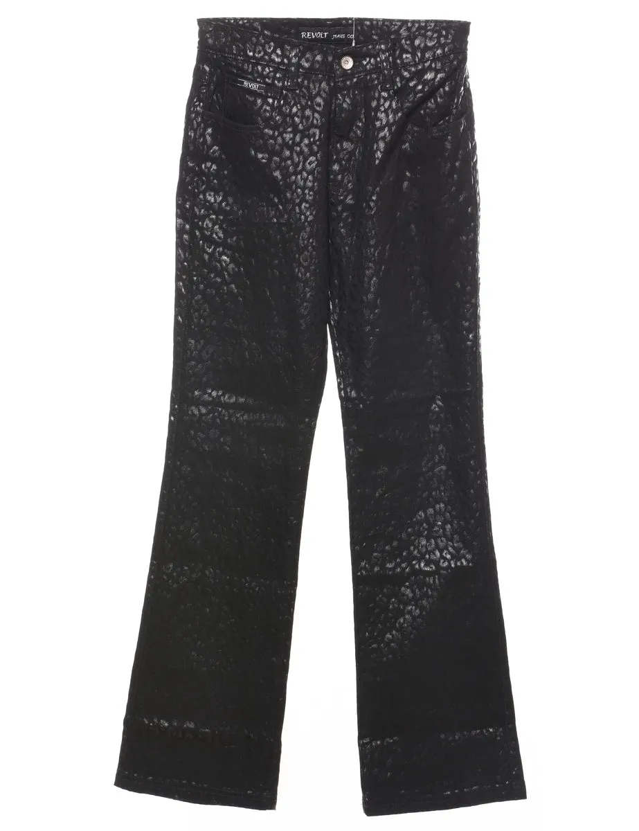 Revolt Black Patterned Trousers - W25 L31