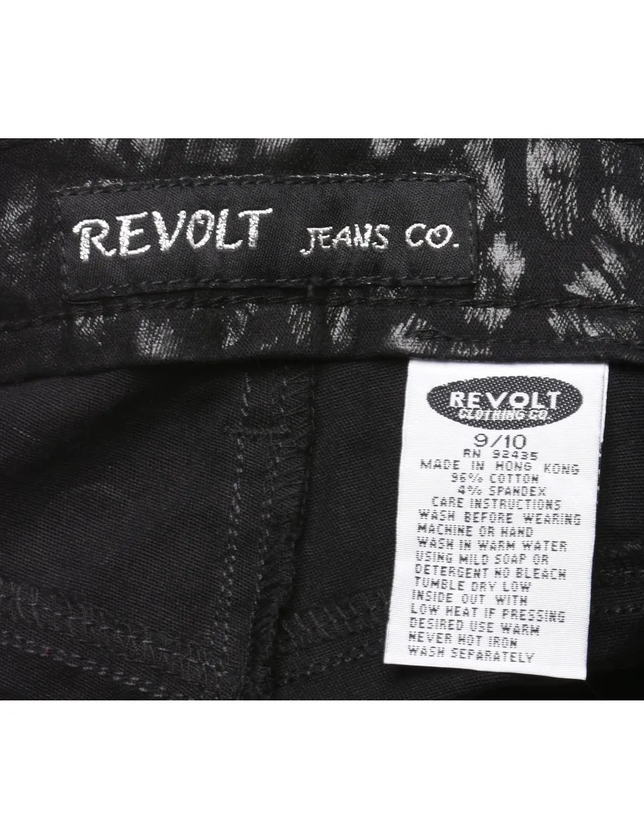 Revolt Black Patterned Trousers - W25 L31