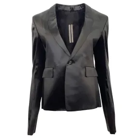 Rick Owens Black Satin One Button Blazer