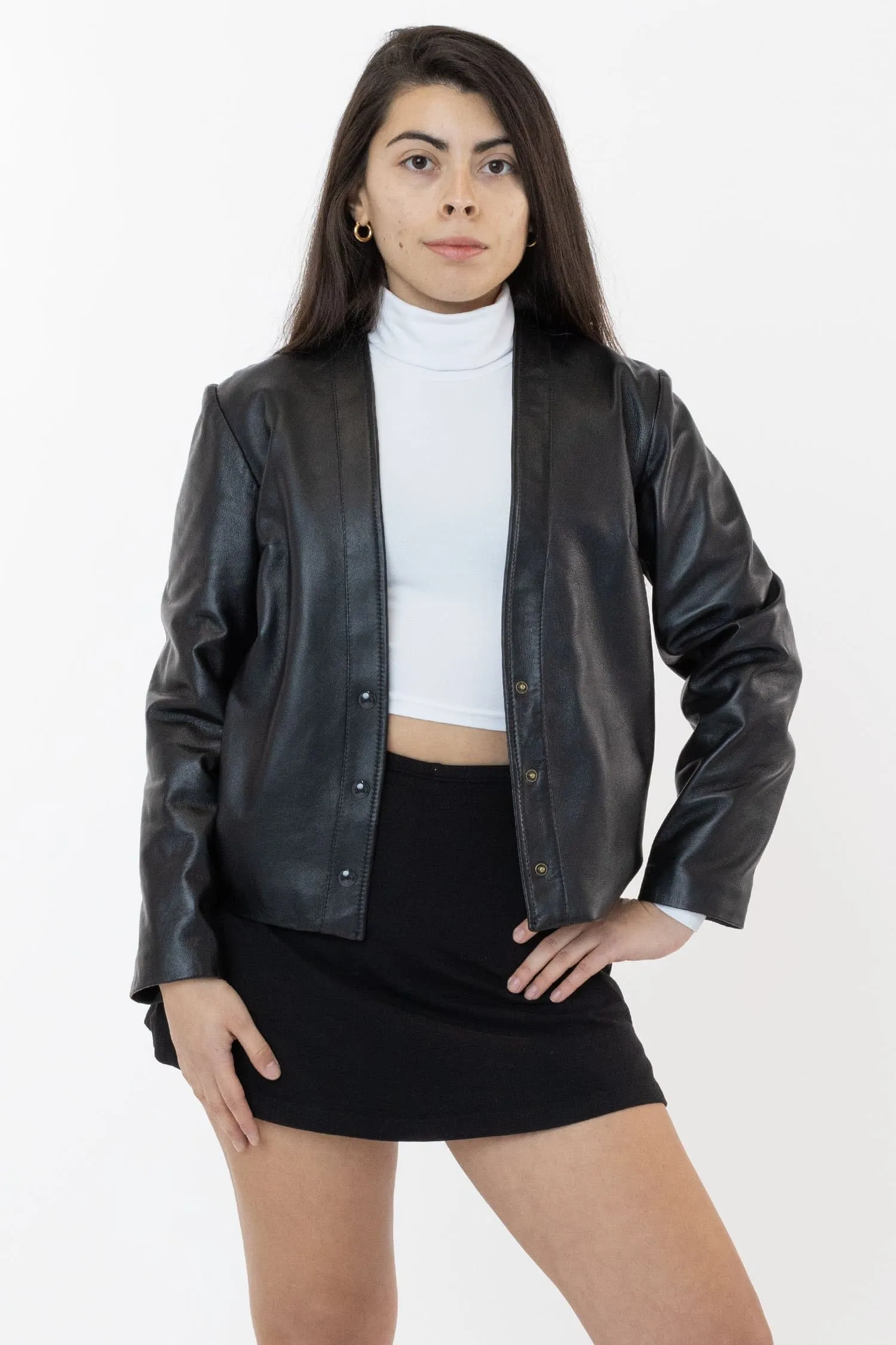 RLH3000 - Leather Collarless Blazer