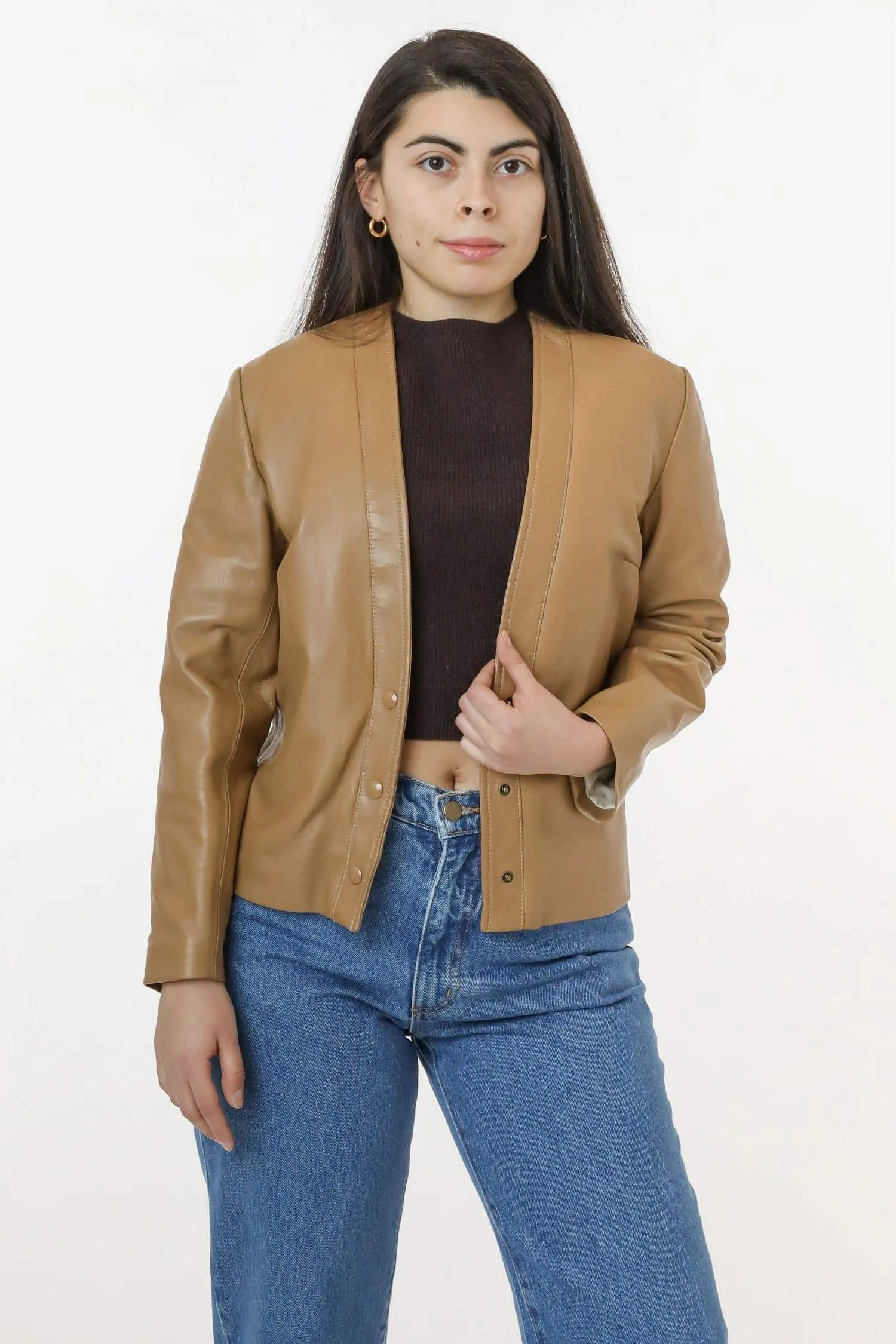 RLH3000 - Leather Collarless Blazer