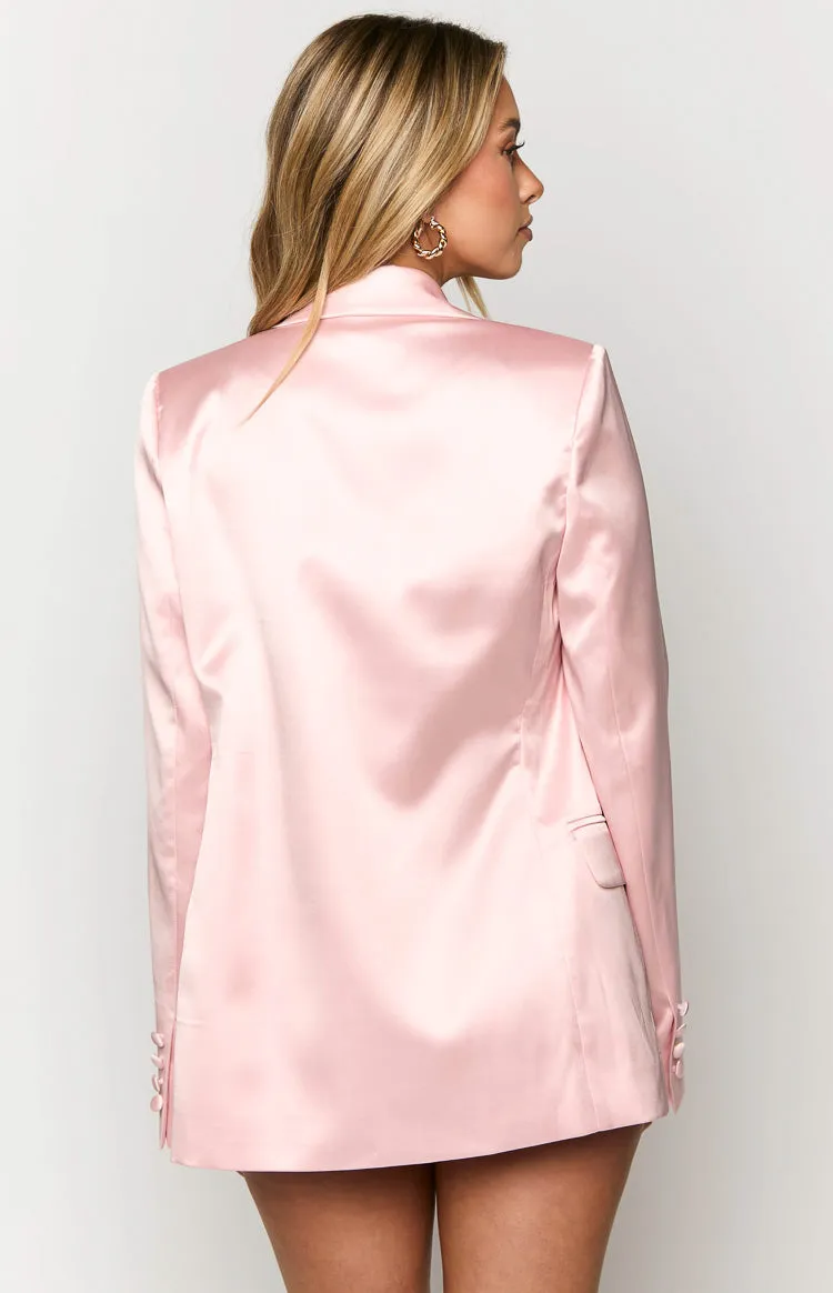 Rose Pink Satin Blazer