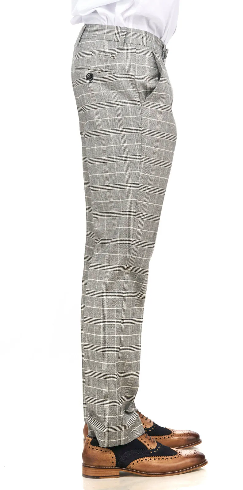 Ross Grey Check Trousers | Wedding Wear | Party Wear | Office Wear