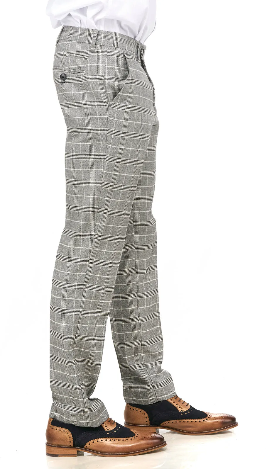 Ross Grey Check Trousers | Wedding Wear | Party Wear | Office Wear