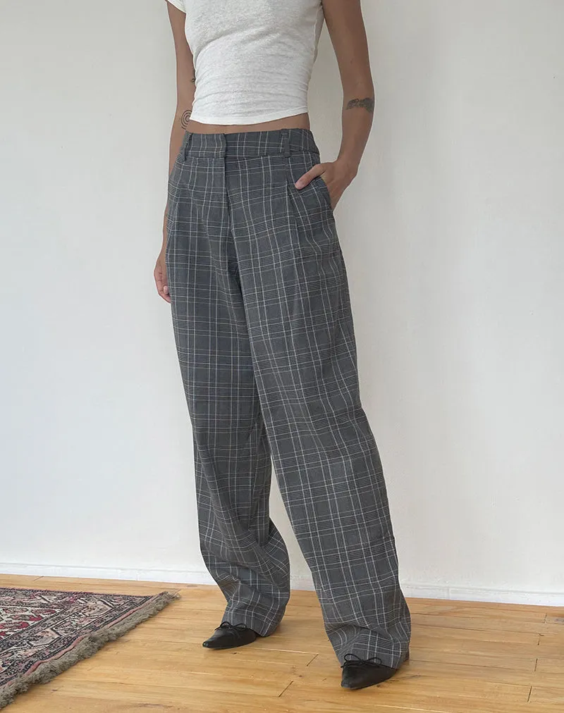 Sakaria Wide Leg Trouser in Grey Check