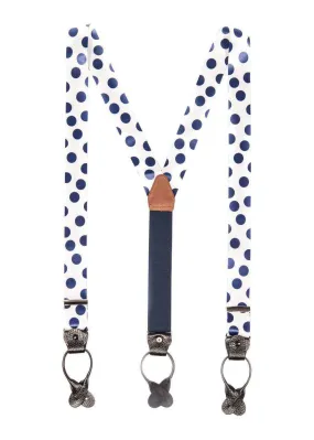 Sapphire Sphere - White & Blue Polka Dot Suspenders