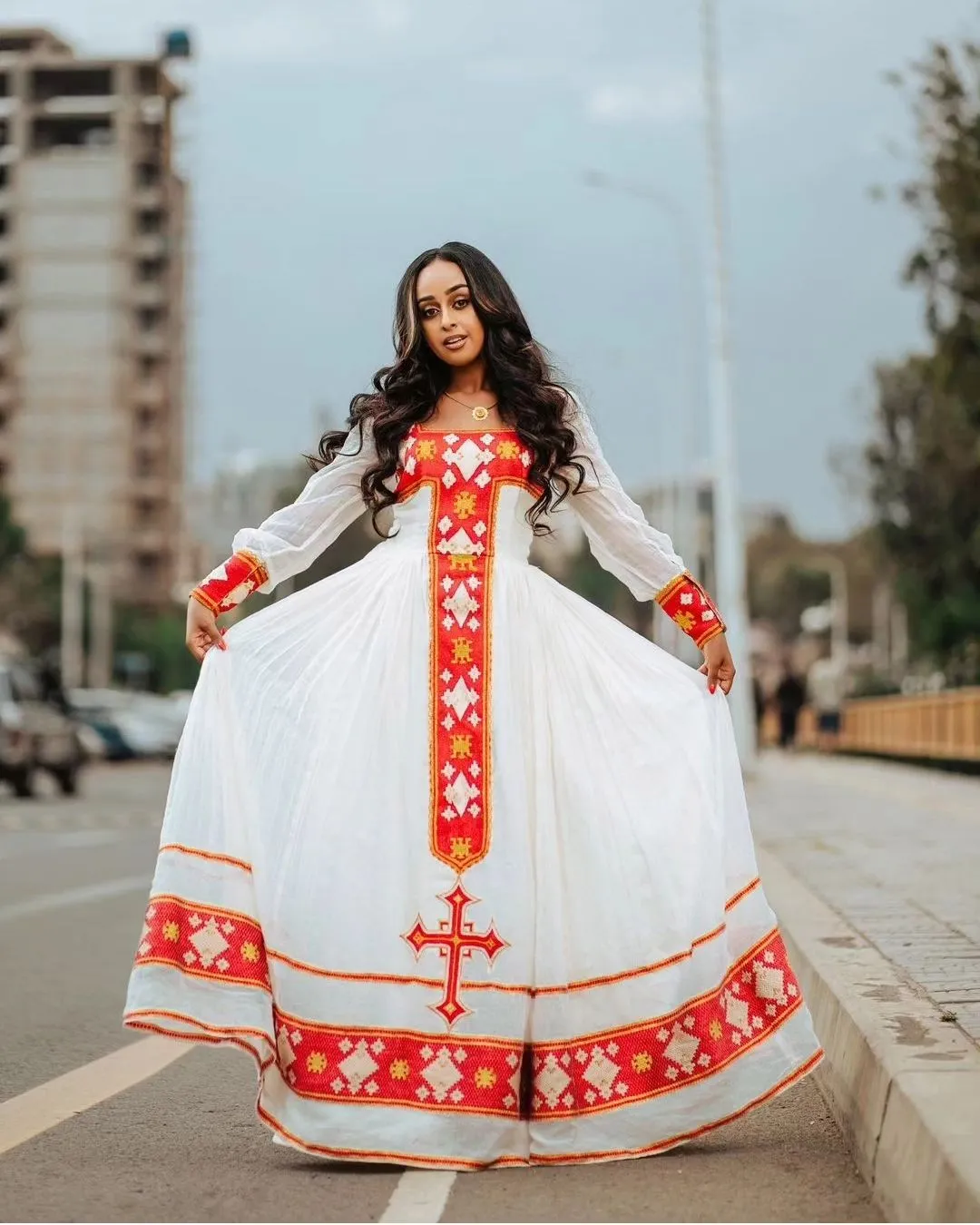 Scarlet Splendor Habesha dress Radiant Red Habesha kemis