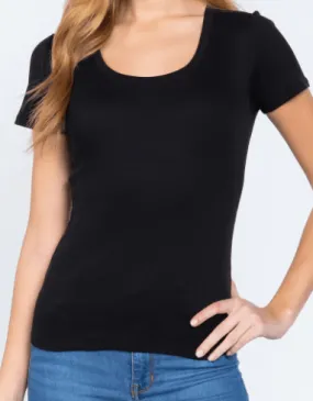 Scoop Neck Top with Short Sleeves (Door Buster)