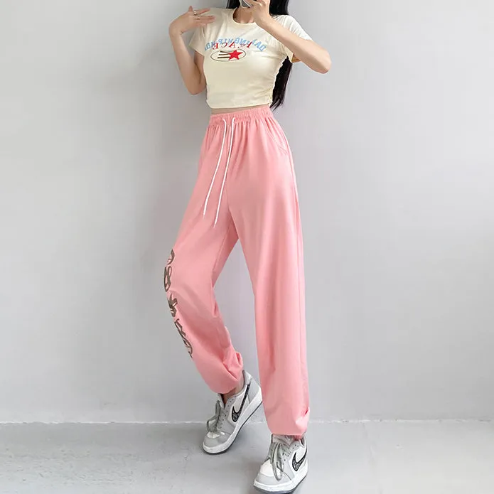 Set Short Sleeve Top Straight Leg Trousers