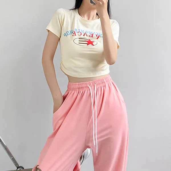 Set Short Sleeve Top Straight Leg Trousers