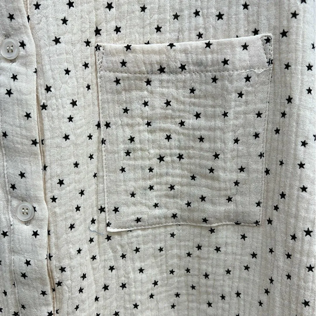 Short Sleeve Button Down Collar Shirt with Stars