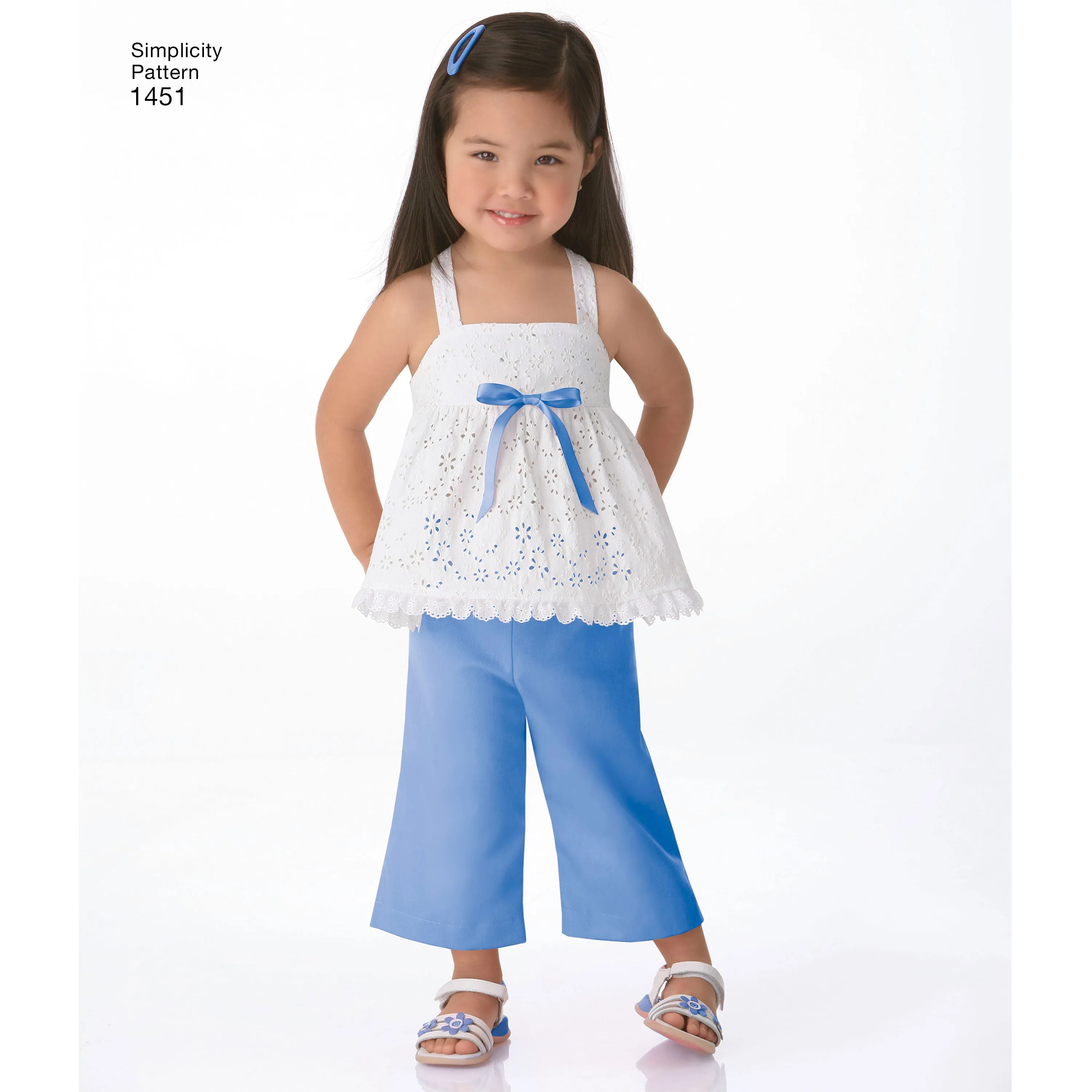 Simplicity Pattern 1451 Toddlers' Dresses, Top, Cropped Trousers and Shorts