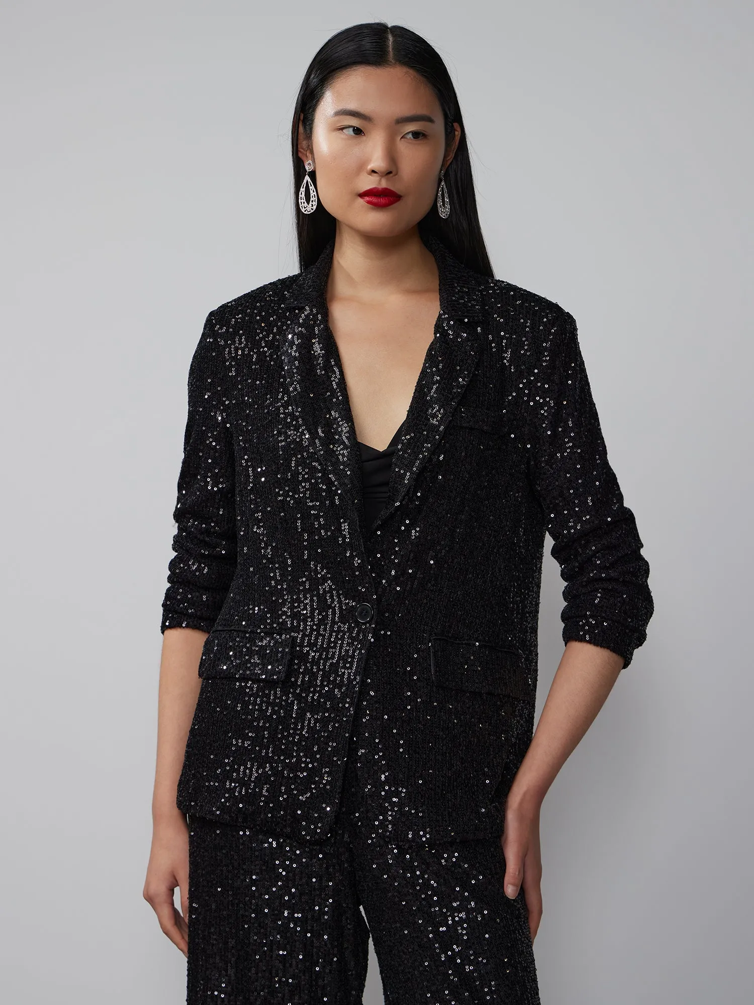 Single Breasted Sequin Embellished Blazer