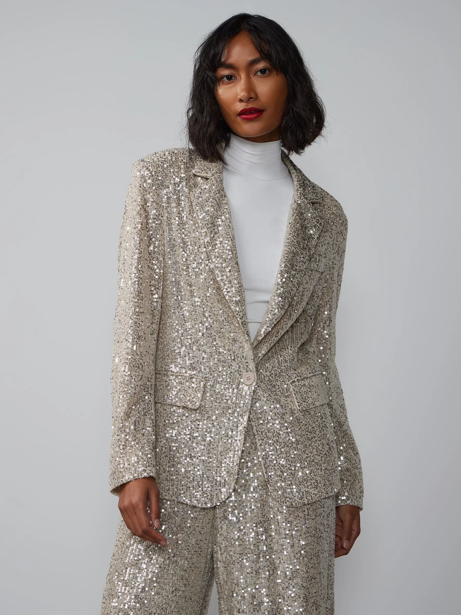 Single Breasted Sequin Embellished Blazer