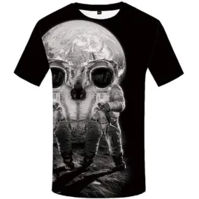 Skull T-shirt Men Astronaut Tshirts Cool Moon Tshirts Novelty Galaxy Space Tshirt Printed Black T shirts Funny Short Sleeve