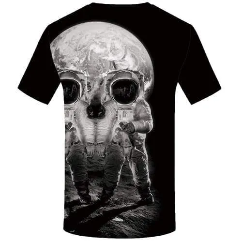 Skull T-shirt Men Astronaut Tshirts Cool Moon Tshirts Novelty Galaxy Space Tshirt Printed Black T shirts Funny Short Sleeve