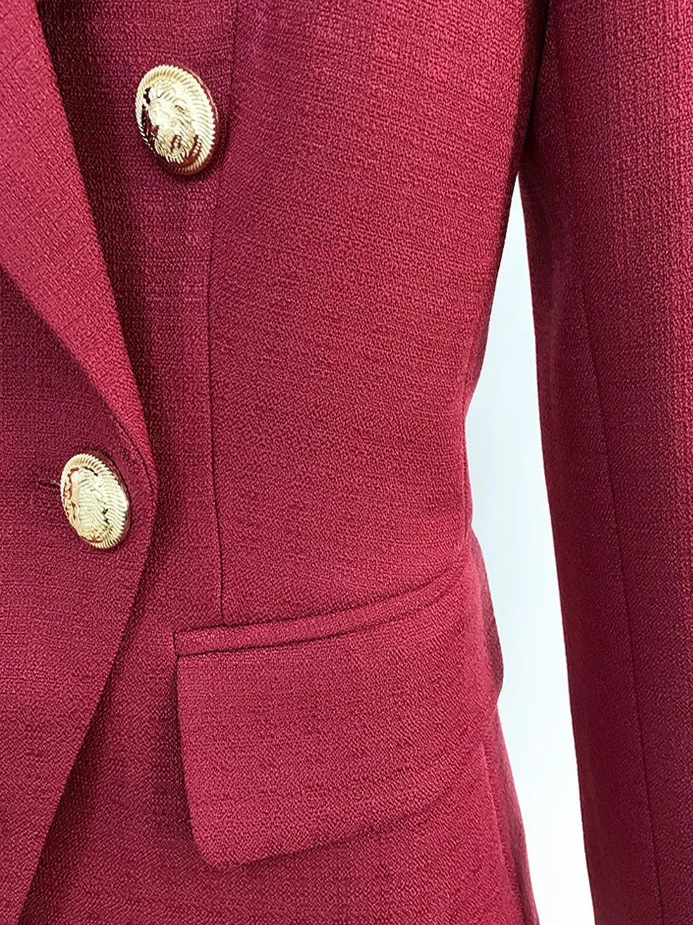 Slim Fit Double Breasted Blazer in Burgundy