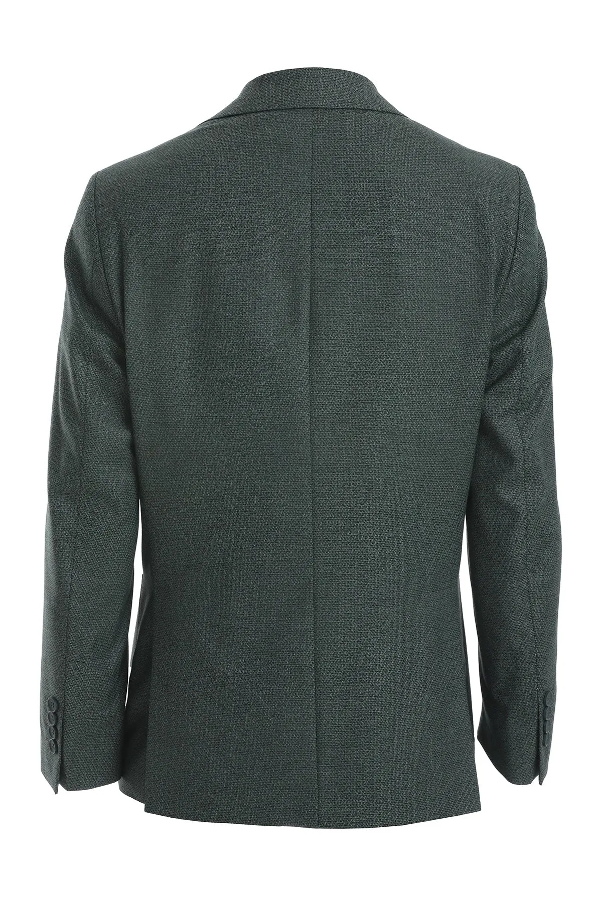 Slim Fit Notch Lapel Textured Green Casual Blazer