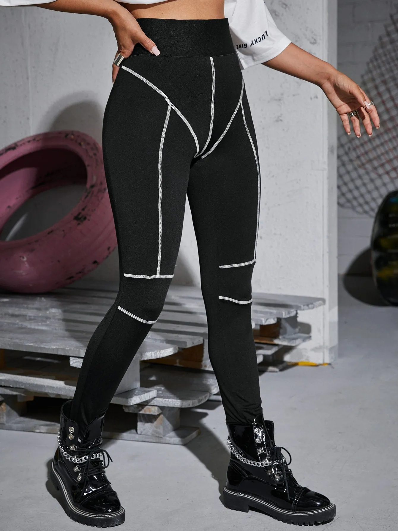 Sporty Striped Long Women Leggings