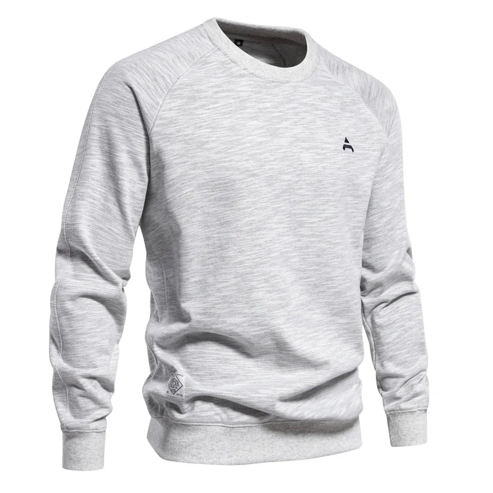 Spring Cotton Blend Sweatshirt for Men Casual Sport Design Round Neck Pullover Men