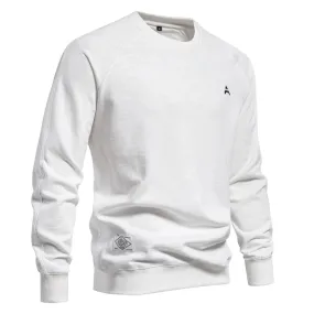 Spring Cotton Blend Sweatshirt for Men Casual Sport Design Round Neck Pullover Men