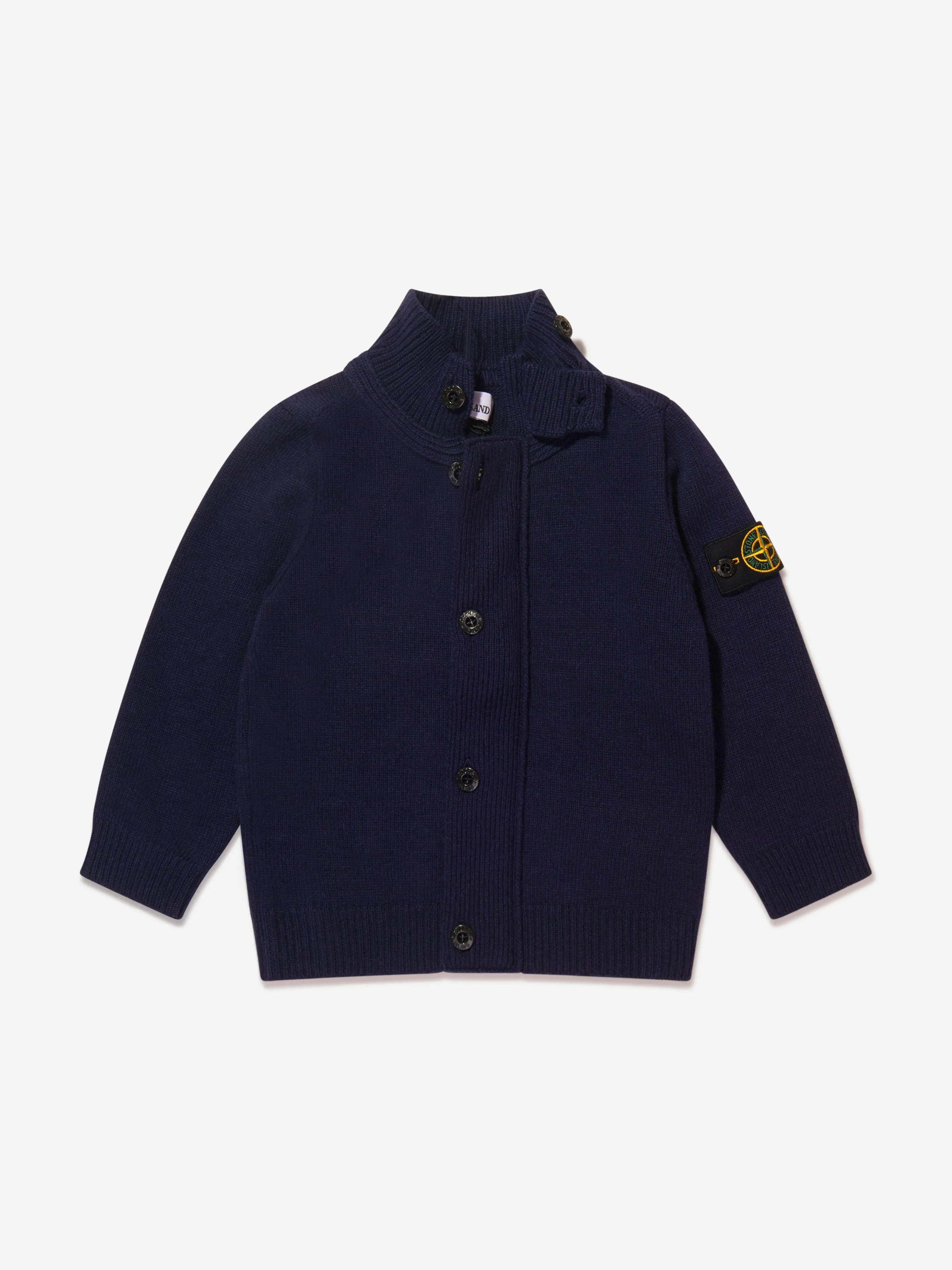 Stone Island Junior Boys Funnel Neck Knitted Cardigan