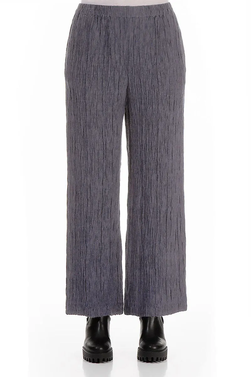 Straight Crinkled Iron Silk Trousers