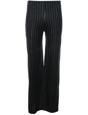 Striped Black & Silver Flared Trousers - W24 L31