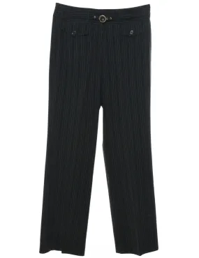 Striped Black Belt Fasten Trousers - W30 L31