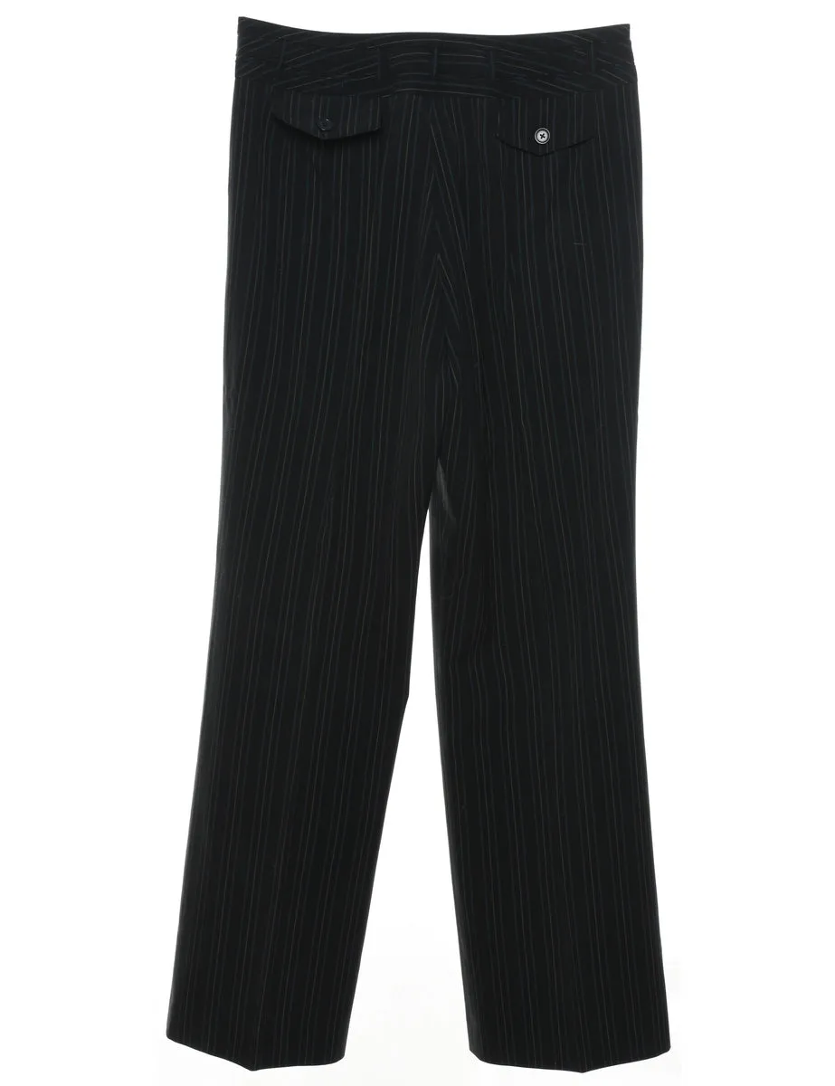 Striped Black Belt Fasten Trousers - W30 L31