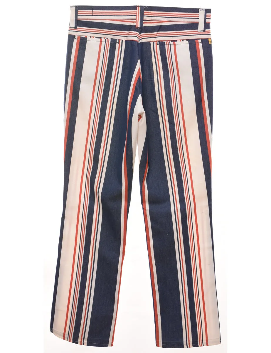 Striped Navy, White & Red Trousers - W33 L31