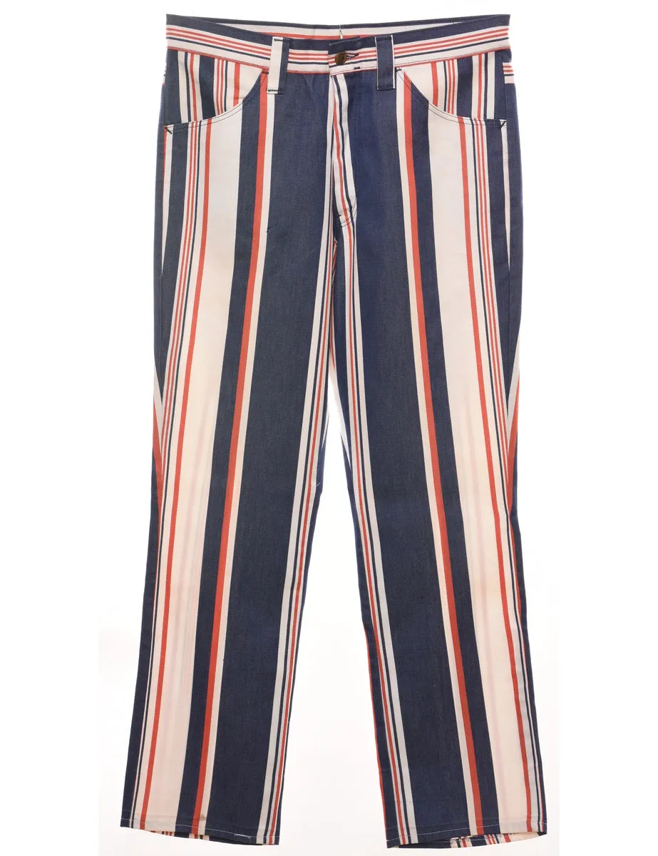 Striped Navy, White & Red Trousers - W33 L31