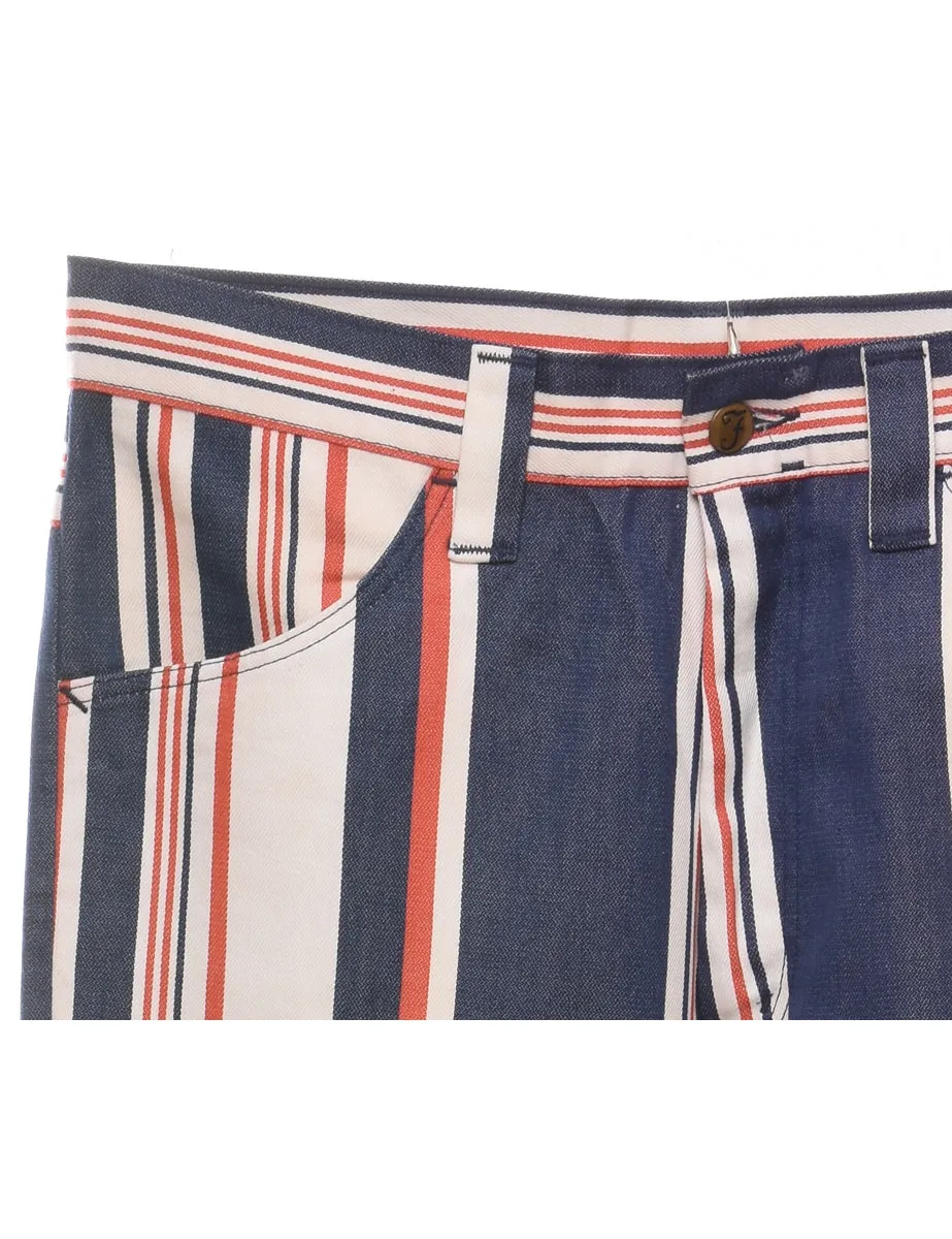 Striped Navy, White & Red Trousers - W33 L31