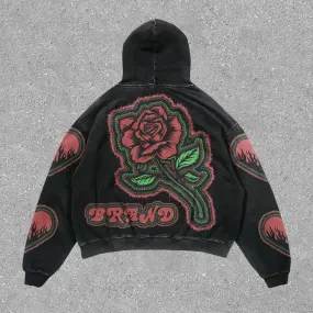 Stylish personalized rose print hoodie