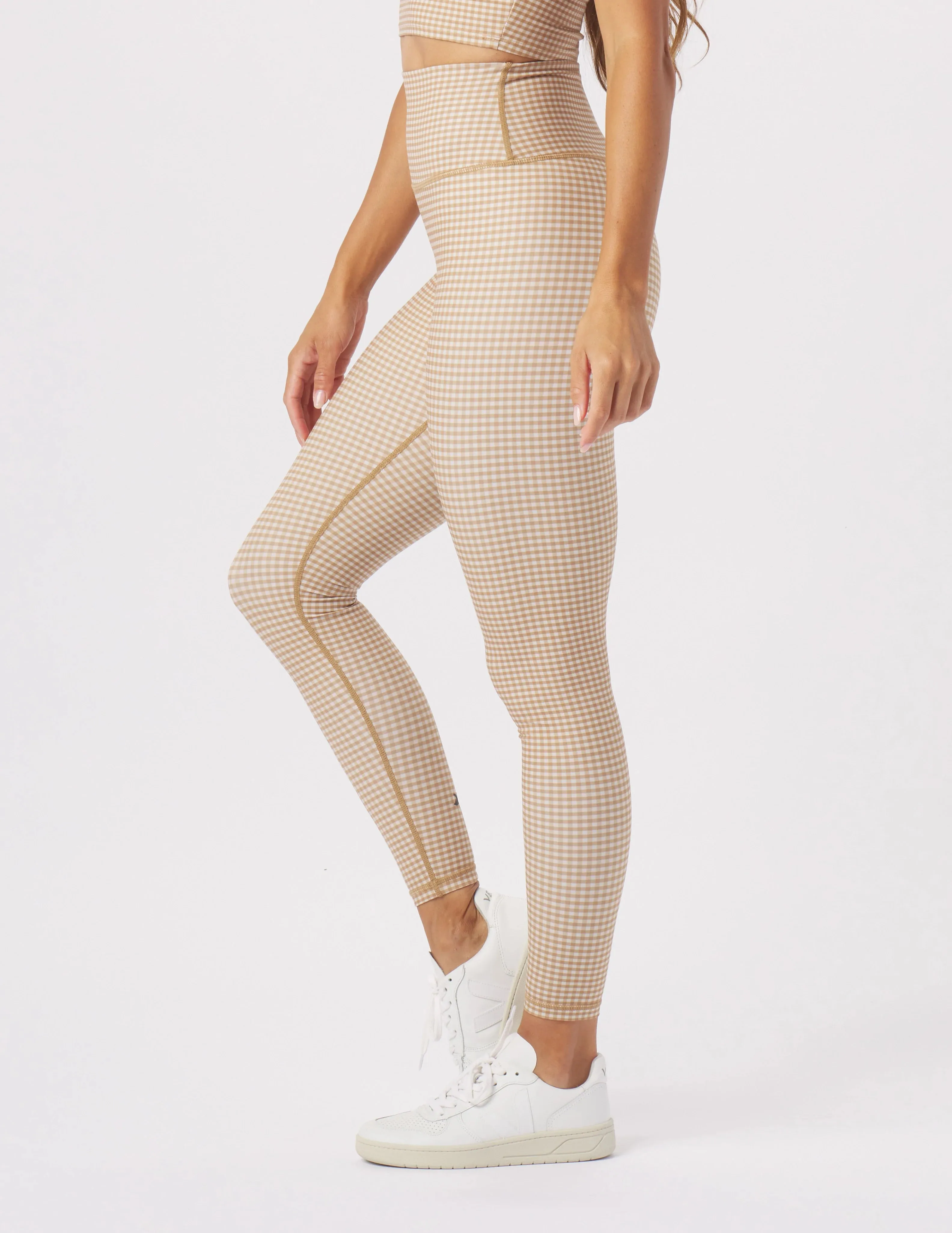 Sultry 7/8 Legging: Almond/Linen Gingham